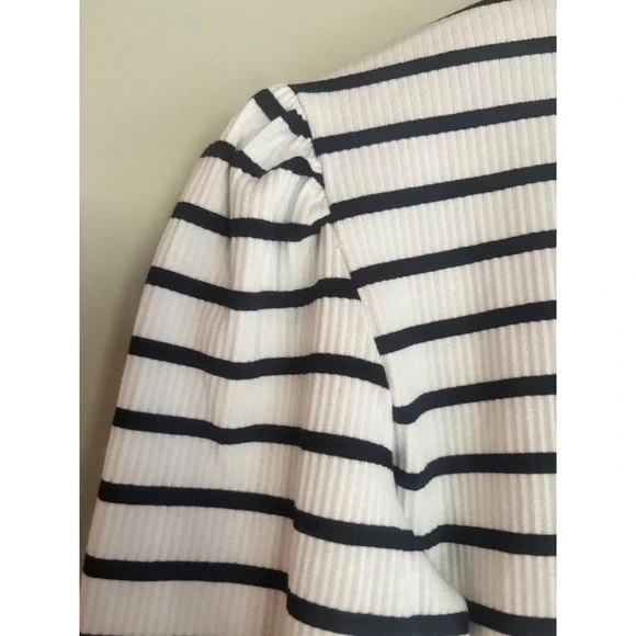 NWT Tommy Hilfiger Striped Puff Sleeve Top Preppy Coastal Chic S - Picture 5 of 7